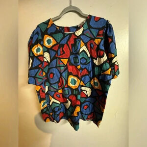 Essentials women’s shirt Vintage 90s abstract blouse fits like XXL size‎ 22W